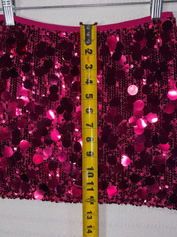 Womens Y2K Sequin Mini Bodycon Skirt Size S Stretch 2000s Barbie Halloween - Image 6