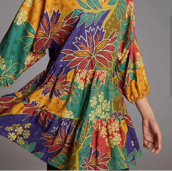 Anthropologie Floral Flowy Mini Dress, Size XS - Image 5