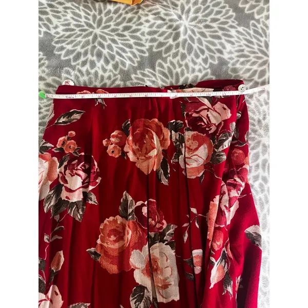 Vintage Red Floral Maxi Skirt sz Small 25 Coastal‎ Chic Resort 80s Boho Romantic - Image 6