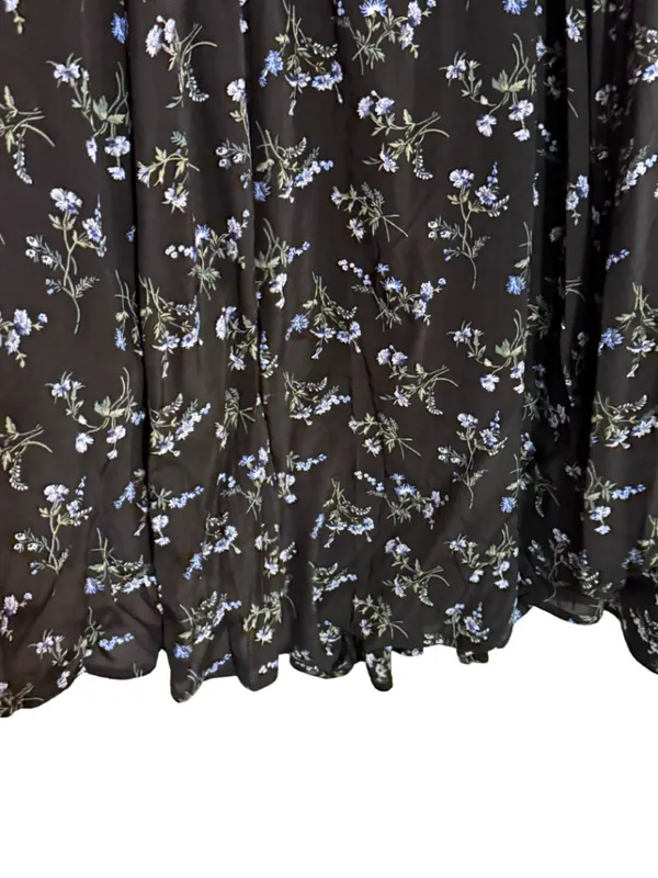GAP Black Floral V-Neck Button-Front Midi Dress Size Petite Large - Image 7