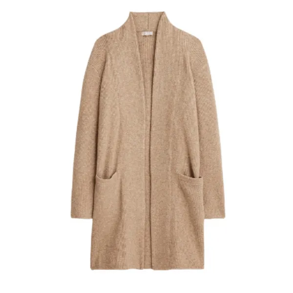 J.Crew Cocoon Sweater Cardigan‎ Small Tan Beige Merino Wool Blend Open Front - Image 5