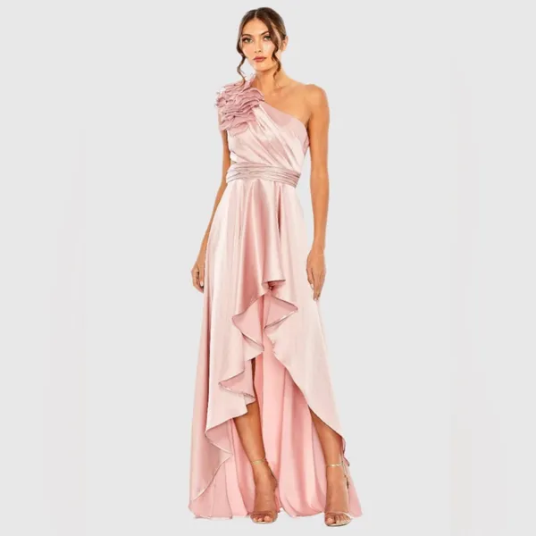 MAC DUGGAL Rose Ruffled One Shoulder Cut Out Hi-Low Gown – Size 8 – Style 49523 - Image 11
