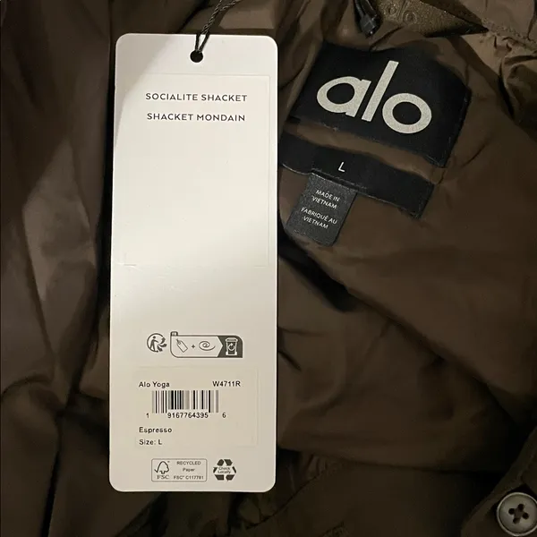 Alo Yoga NWT Socialite Shacket Button Down Pockets Expresso Size L SOLD OUT - Image 8