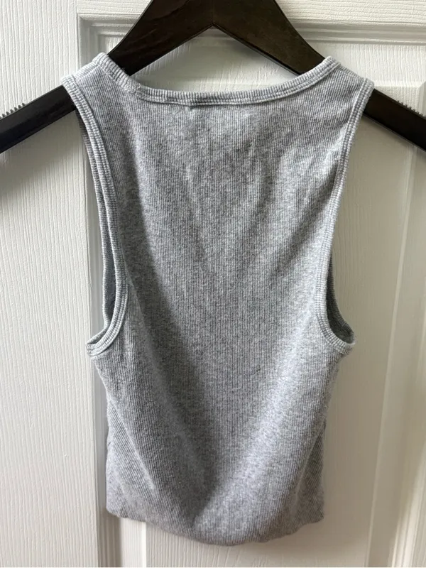 Aritzia Tna Homestretch Rib Crew Waist Tank in Heather Gray - Image 3