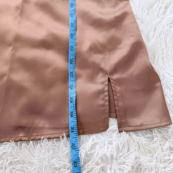 Mimosa Silky Slip Mini Dress In Milk Chocolate Brown Size M - NWT - Image 9