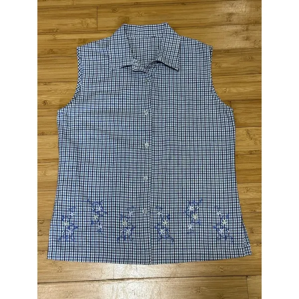Cabin Creek Vintage Y2K Embroidered flower pattern Shirt Women's Large Sleeveless ButtonUp - Image 7