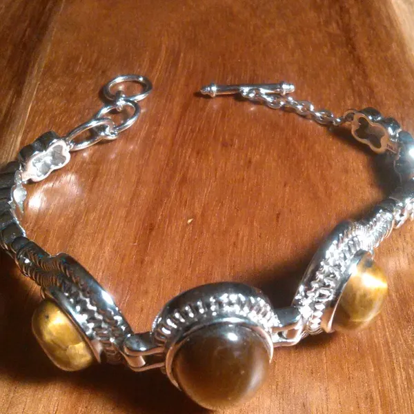 Tiger's Eye Stainless Steel Toggle Clasp Bracelet (Size 6.5 to 8 Inch) - Image 11