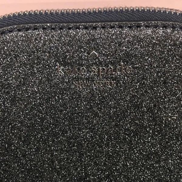 Kate Spade Black Glitter Dome Cosmetic Case Makeup Bag NWT - Image 2