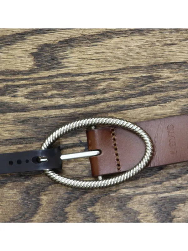 NWT Levi's Two-in-One Twisted-Buckle Reversible Belt 1.25 in. Tan / Blue XL - Image 7