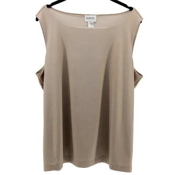 Chico's Travelers Gold Sparkle‎ Camisole Tank Summer Capsule Luxury Travel 3 XL - Image 2