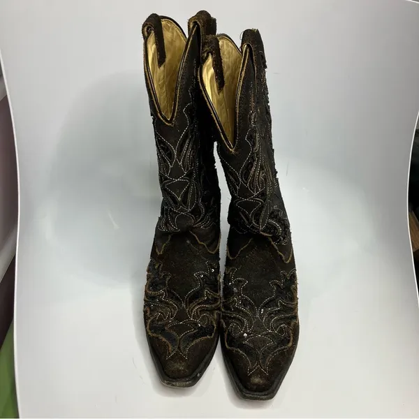 Corral sequin inlay‎ brown suede boots size 7 - Image 3