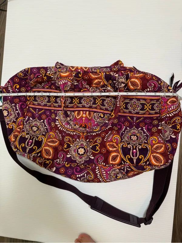 Vera Bradley Safari Sunset Paisley Design Medium Duffel Bag Purple Orange - Image 8