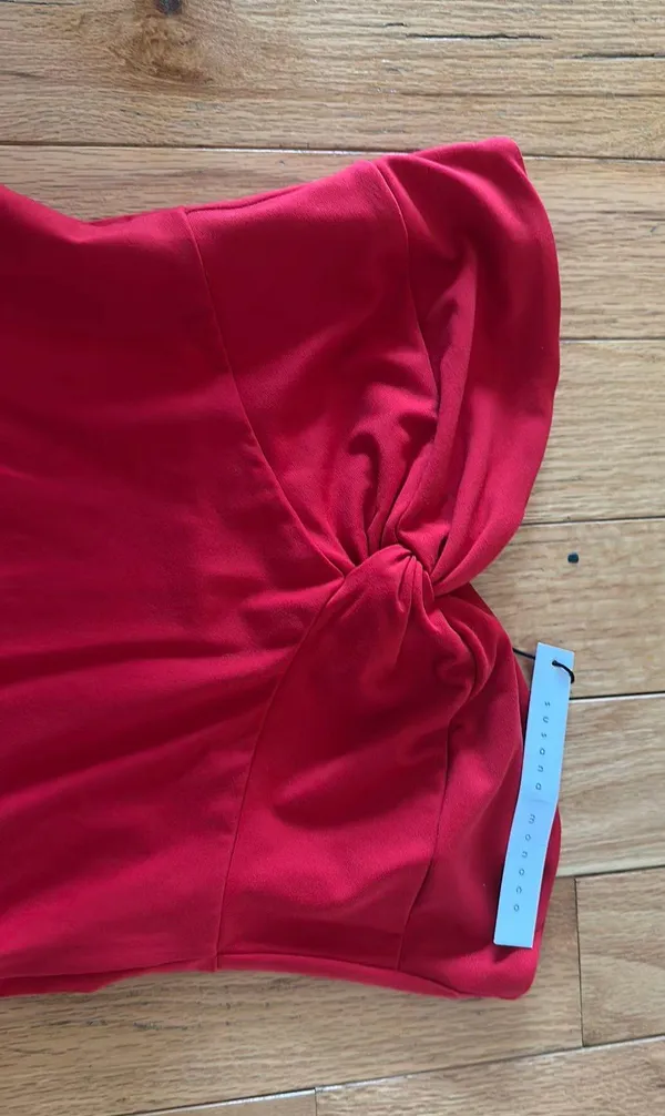 Revolve Strapless Red Dress - Image 4