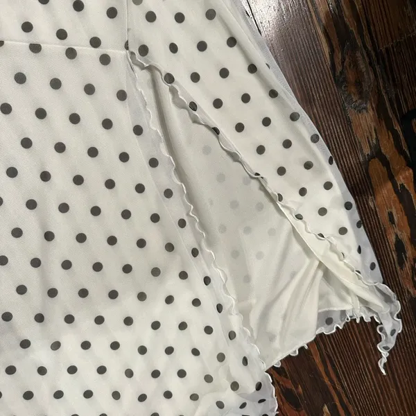 Urban Outfitters Strapless White Dress with Black Polka Dots - Image 3