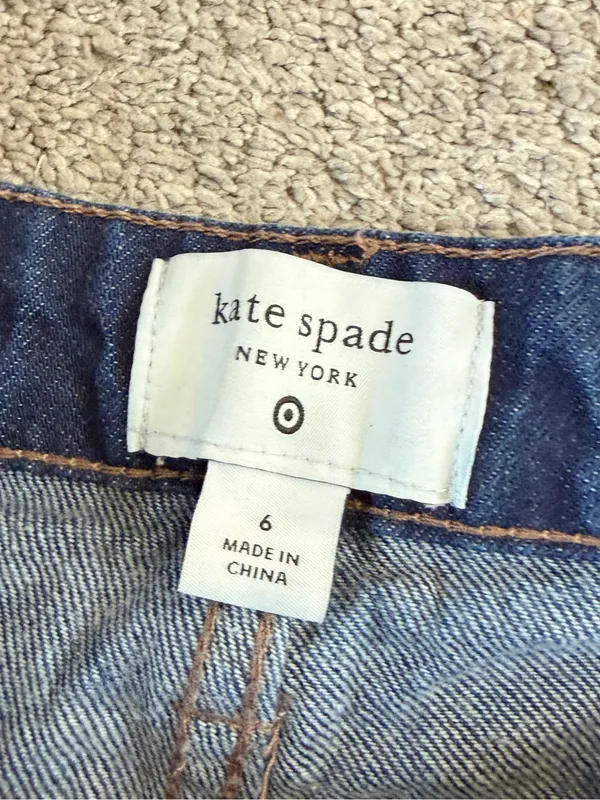 Kate Spade X Target Women’s High Rise Straight Leg Wide Cuff Jeans Dark Wash 6 - Image 9