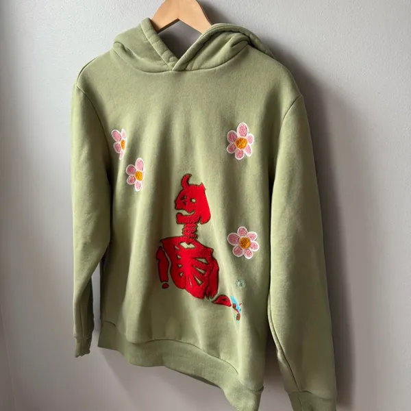 Green Abstract by Jules Skeleton Hoodie 🔥 Size L - Image 2