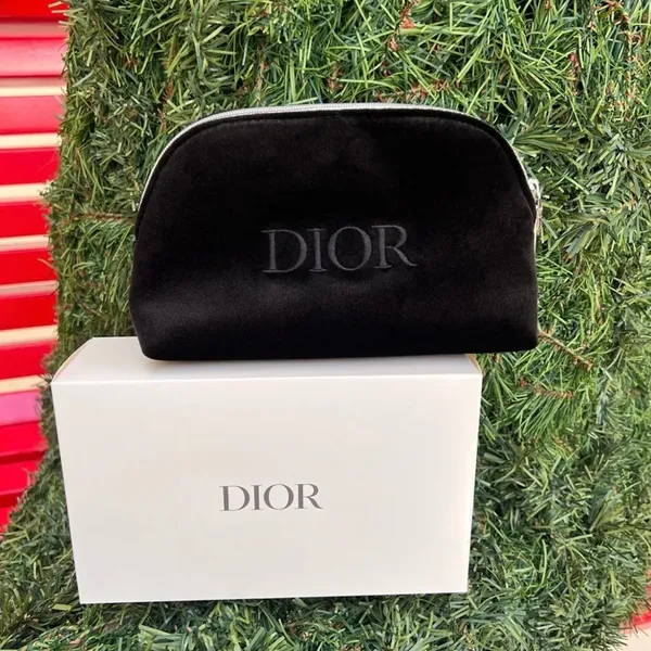 Christian Dior ⚡️ 2024 Black Velvety ‘DIOR’ Monogram Pouch Clutch Bag, NIB - Image 7