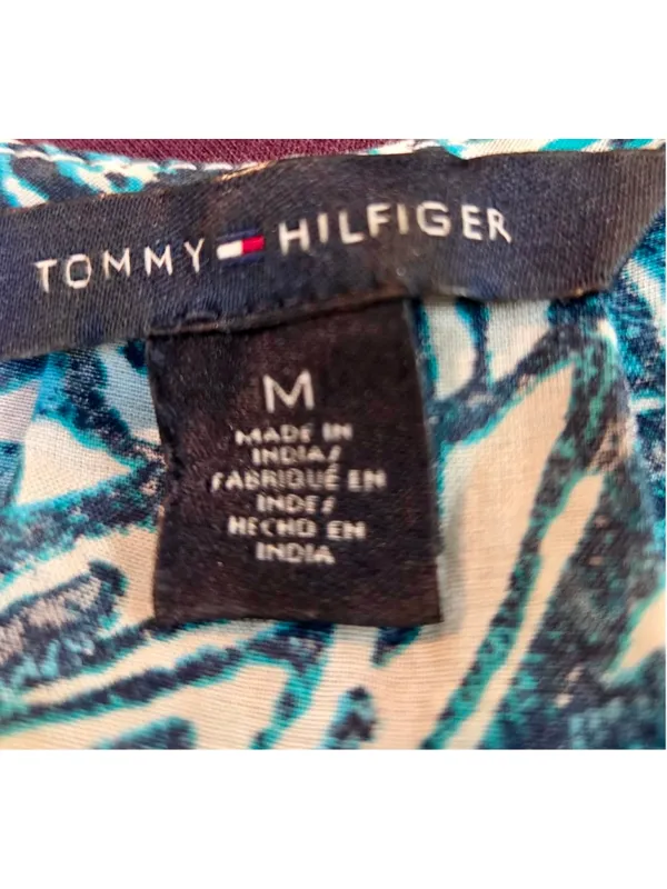 Tommy Hilfiger Women’s Paisley Floral Ruffle Scoop Neck Blouse Blue Size M W-174 - Image 4