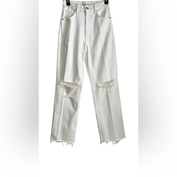 Zara Women's White Distressed Flare Jeans - Image 2