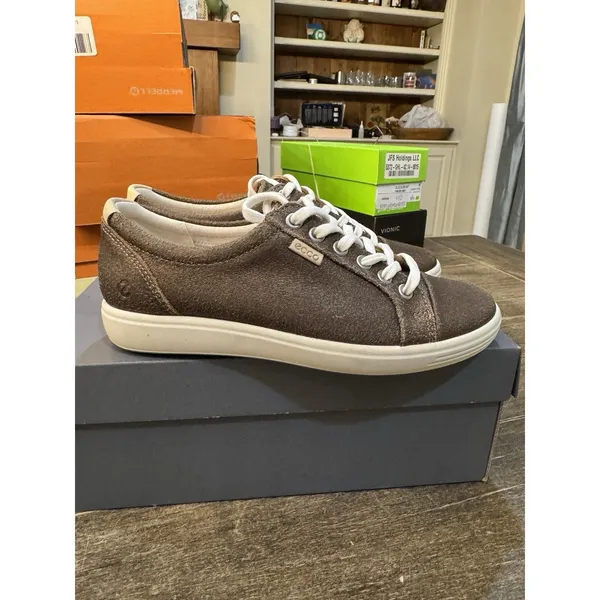 ECCO Soft 7 sneakers Brown 6-6.5 Nubuck Leather Lace Up - Image 4