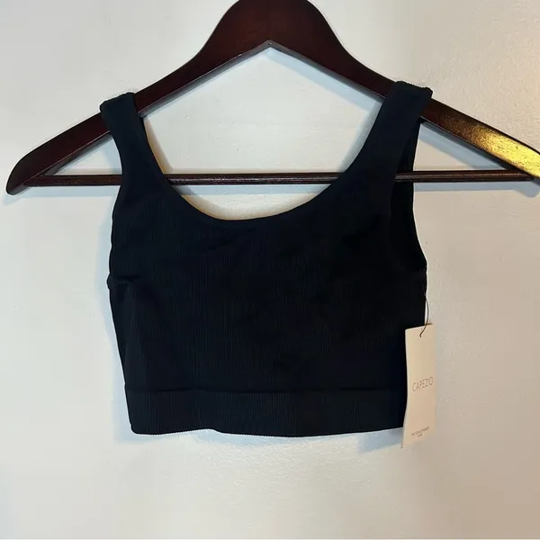 CAPEZIO Black Seamless Ribbed Bra Top Medium/Large Dance Activewear NWT Neutral - Image 2