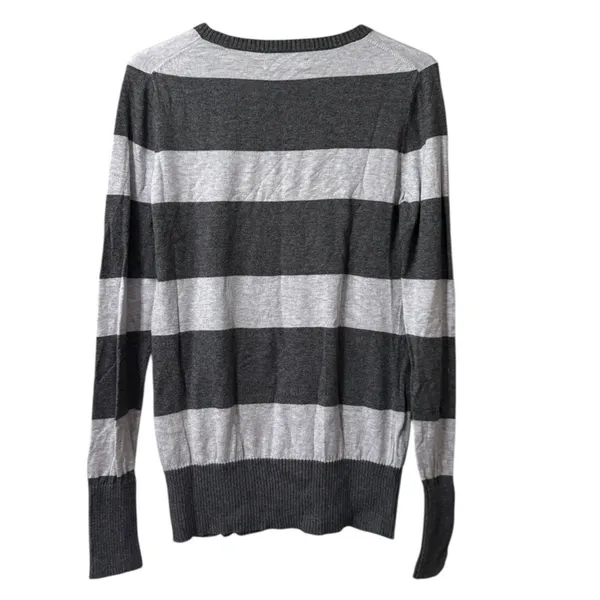 Old Navy Women Pullover Sweater Size M Yellow Heart‎ Striped Lightweight Comfort - Image 2