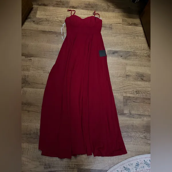 Lulus Cause for Commotion Red Pleated Bustier Maxi Dress - Image 4