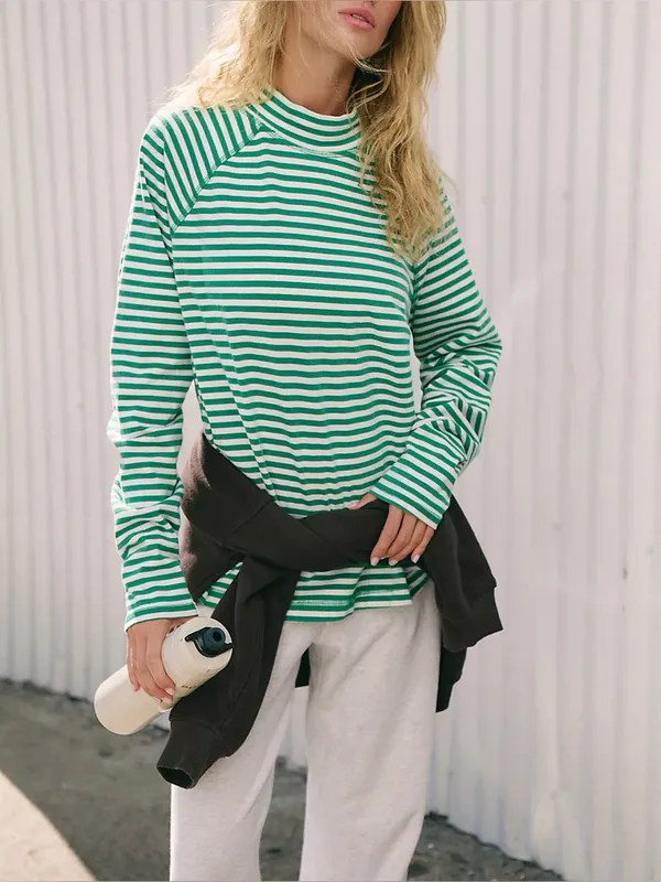 NWOT Free People FP Movement Restoration Yarn Dye Stripe Layer - Green Glow - L - Image 5