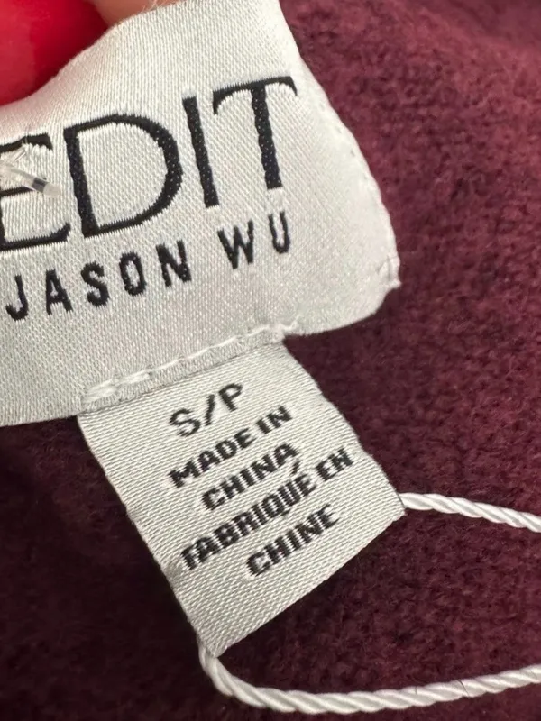 Jason Wu Burgundy Button-Front Ruffle Hem Cardigan - Image 4