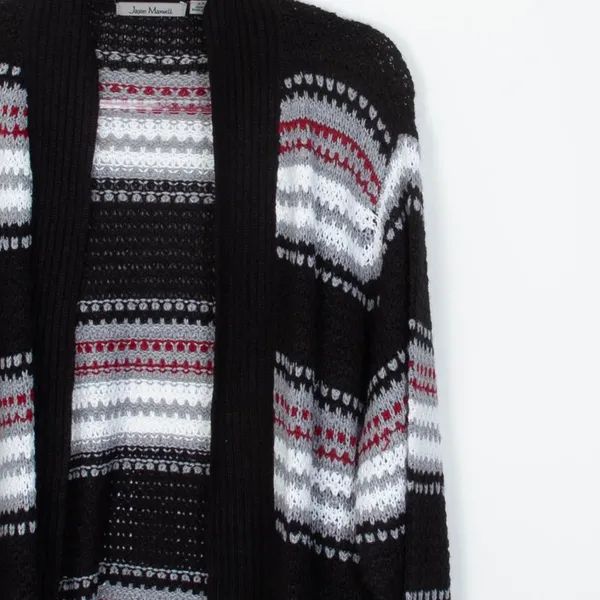 Jason Maxwell Womens Striped Open Front Long Cardigan Size 2X Cozy Boho‎ - Image 2