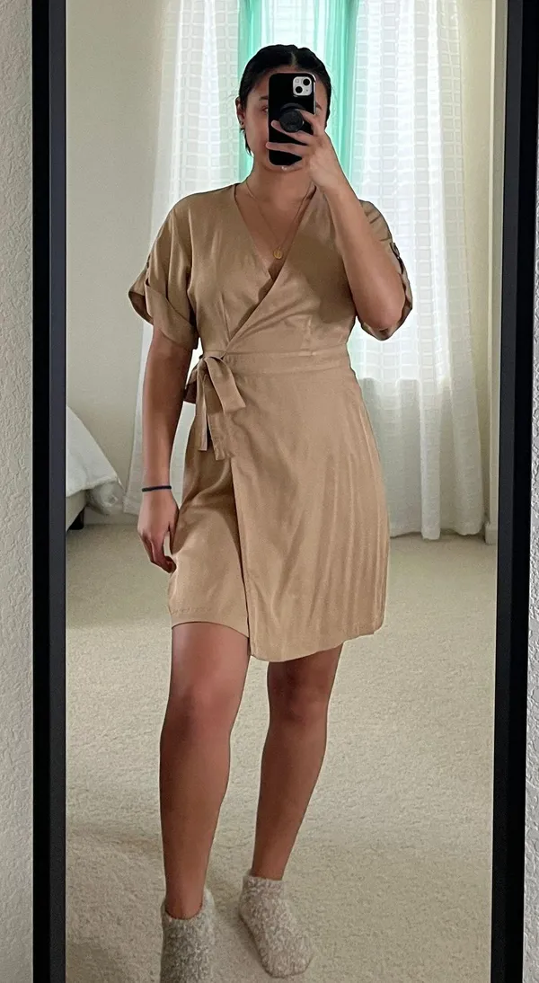 Neutral Wrapped Dress - Image 2