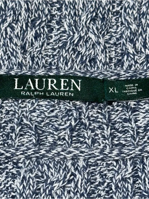 Lauren Ralph Lauren Women’s Size XL Blue White Marled Cable Knit Sweater - Image 4