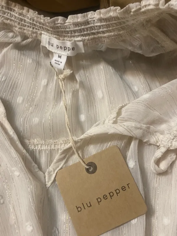 Blu pepper Women's Cream Ruffled V-Neck Blouse - Image 6