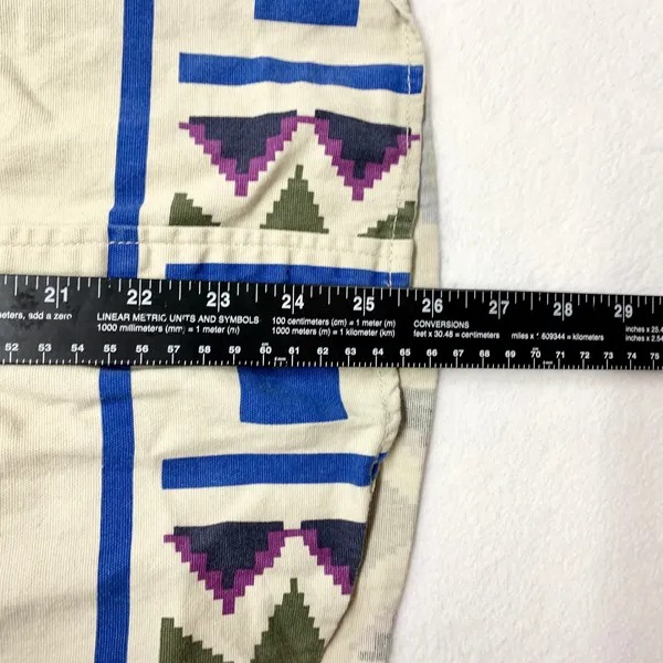Modern Amusement Southwestern Hooded‎ Flannel Shirt Womens Sz S Beige Blue Aztec - Image 2