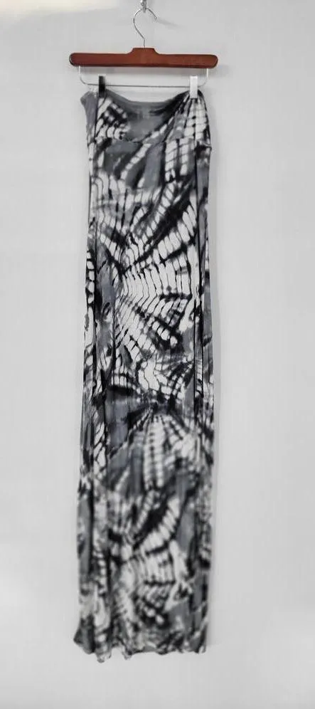 Hula Honey Womens Dress Medium Gray White Tie Dye Strapless Maxi Summer Beach - Image 2