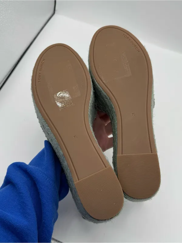 Tory Burch Adey Woven Jute Platform Espadrille Sandals mint green resortwear - Image 4