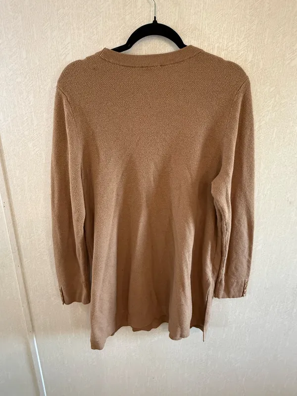 J.Jill Camel Tan Tunic Sweater Large Cotton Silk Wool Blend Side Slit - Image 5