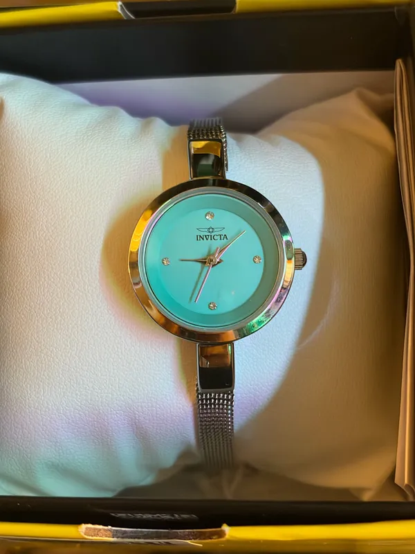 Invicta Angel Lady Dainty Teal Tiffany Blue with Diamond indices Silver 26MM - Image 2