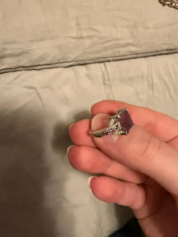 Sterling sliver purple jem ring Silver Size 7 - Image 3