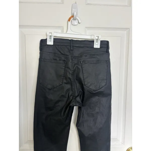 edikted Luna Faux Leather Flare Pants Black M Stretch Gothic Grunge - Image 4