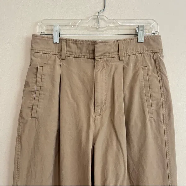 Everlane Draper Pleated Pant Khaki Ash Brown High Rise Wide Leg Size 8S - Image 2