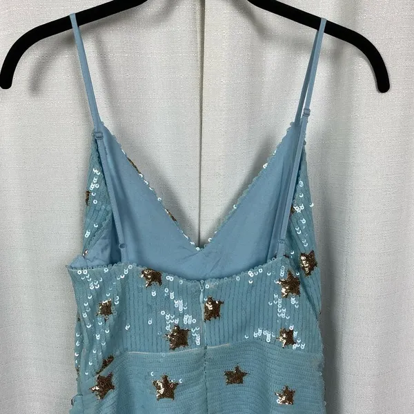 Revolve Superdown Blue Star Print Sequin Dina Mini Dress Sz.S - Image 11
