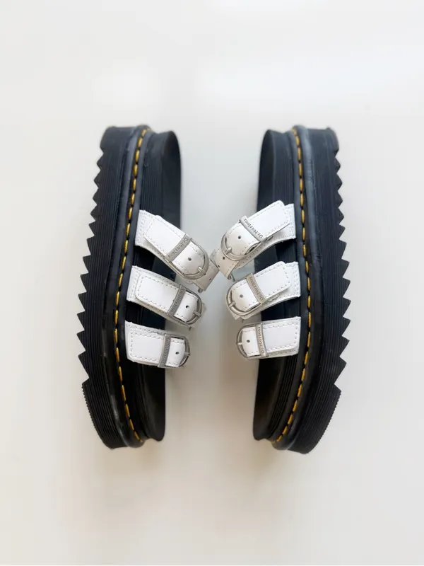 Dr. Martens Blaire Leather Slides White Size 8 - Image 3