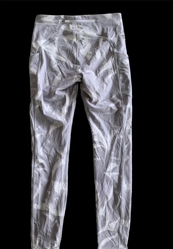 White/Grey Mid Rise-High Waisted Leggings w/ Pockets - Image 7