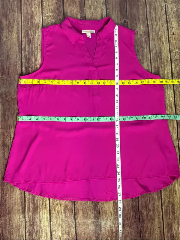 Dana Buchman Sleeveless V-Neck Camisole in Bright Fuchsia - Image 3