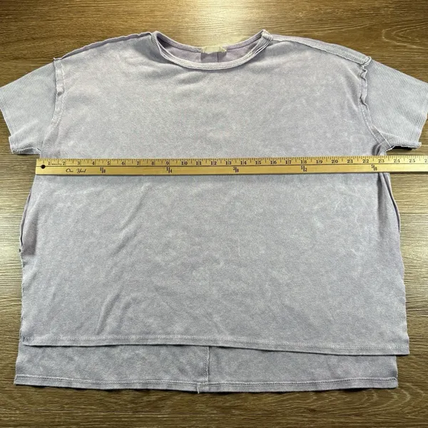 Altar'd State Women's S Washed Lavender Oversized High Low Top Short Sleeve - Image 4