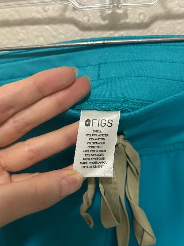 FIGS Catarina Scrub Top + Livingston Pants Set Teal Size Medium Tall - Image 5
