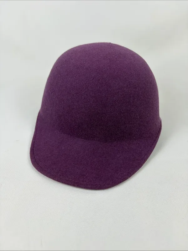 100% Wool Black Unisex Round Crown Hat Blocked Baseball Cap - Purple - Image 2