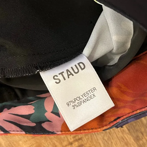 STAUD Austin Pants Size 4 Satin Floral‎ Bloom Flares Black Daisy Retro Festival - Image 8
