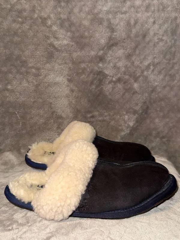 UGG Australia Suede Shearling Lined Slide Slippers Dark Brown Size 8 - Image 4